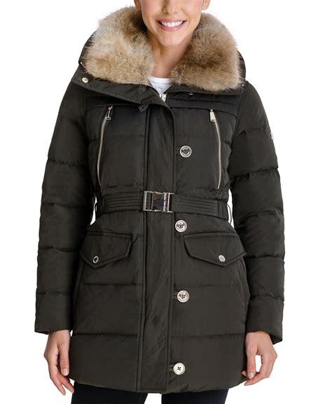 michael kors faux fur trim|macy's michael kors puffer coat.